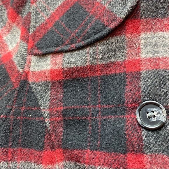Woolrich Plaid Pea Coat Red Black Gray Size Small - Picture 9 of 13